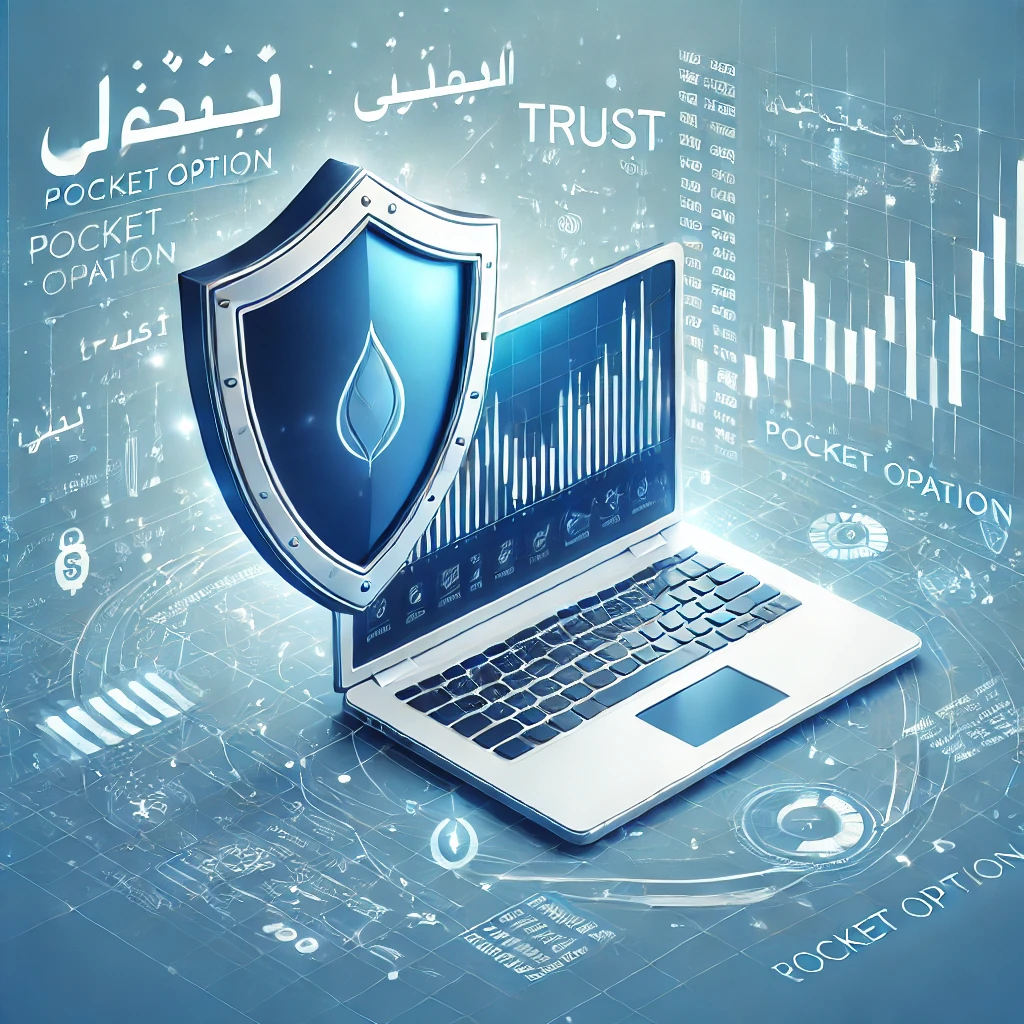 Dall E 2024 12 08 01.45.17 An Informative Digital Illustration Depicting The Trust And Reliability Of The Pocket Option Platform. The Image Features A Large Shield Symbolizing S